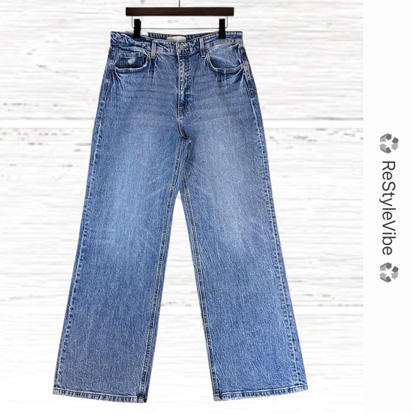 VERVET BLUE Women’s Size 32 Denim Jeans Clare 90’s Wide Leg Style Stretch NWT - Picture 1 of 16